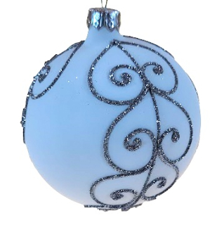 Koule pr. 8cm / 4392 / Bílá pastel vánoční ozdoba
